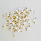 Gold Plated Tiny Freshwater Pearl 2 Loop Connector Charm Pendant