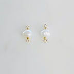 Gold Plated Tiny Freshwater Pearl 2 Loop Connector Charm Pendant