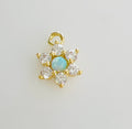 Gold Plated or Rhodium Plated Dainty Mini Flower Opal Cubic Zirconia Pave CZ