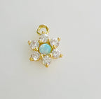 Gold Plated or Rhodium Plated Dainty Mini Flower Opal Cubic Zirconia Pave CZ