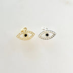 Sterling Silver or Gold Plated CZ Small Evil Eye Black Stone Eye or Necklace