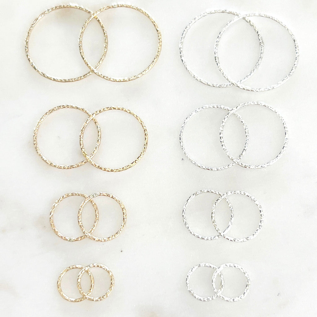 Sterling Silver or Gold Filled Hammered Textured or Ring Circle 10mm (2pc)