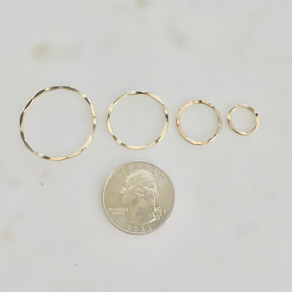 Sterling Silver or Gold Filled Delicate Hammered Textured or Ring Circle Disc