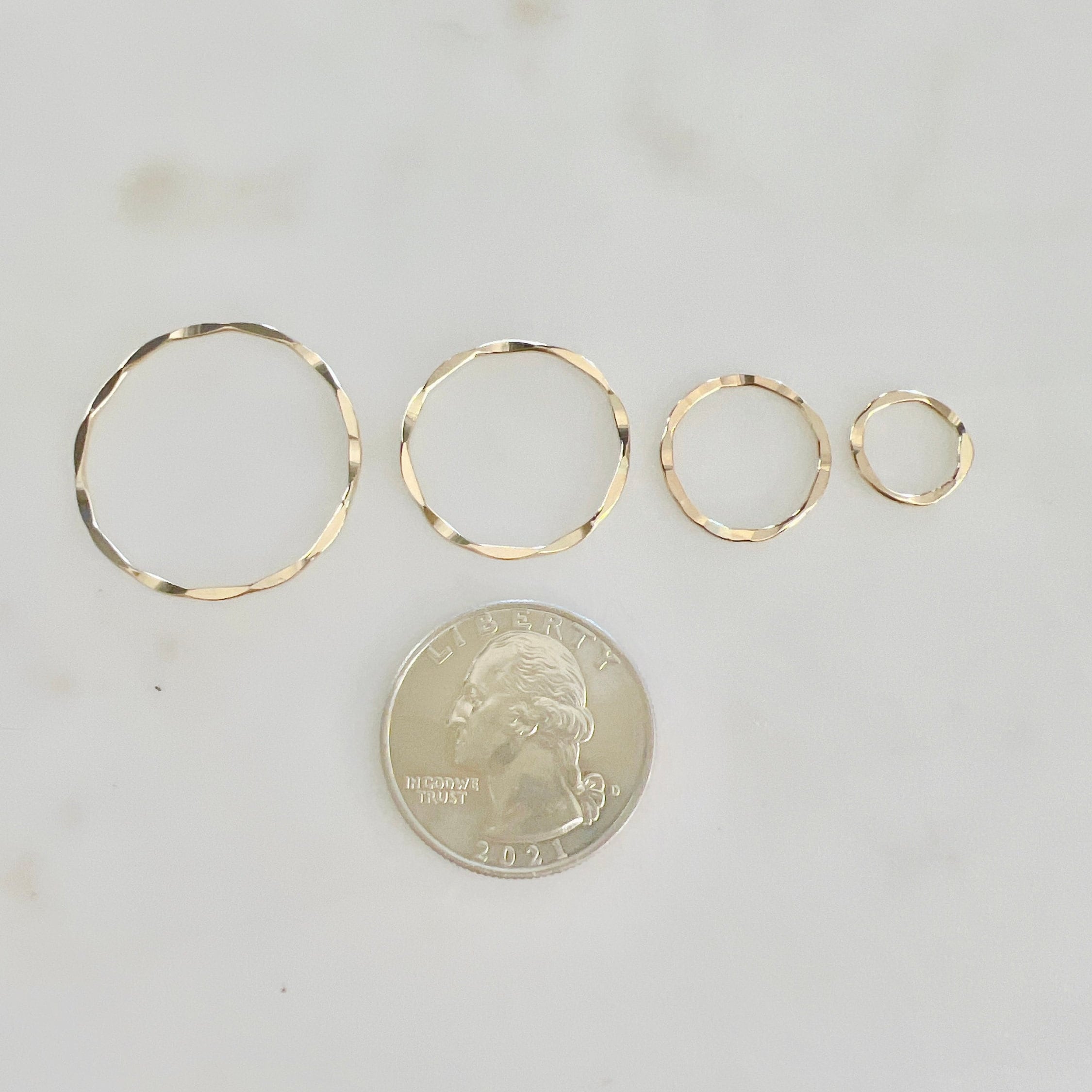 Sterling Silver or Gold Filled Delicate Hammered Textured or Ring Circle Disc