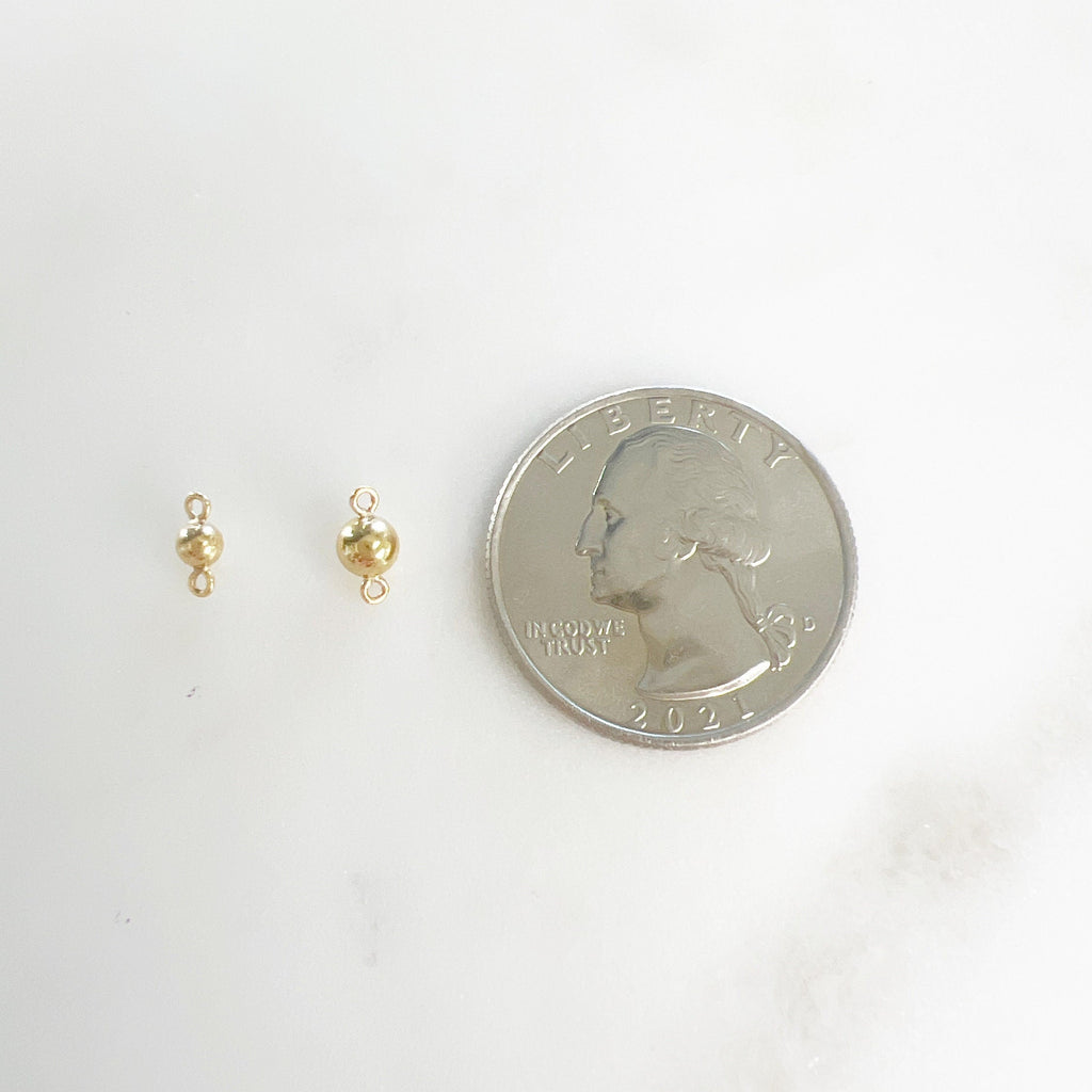 Gold Filled 3mm or 4mm Round Smooth 2 Loop Ball Connector Bead Link