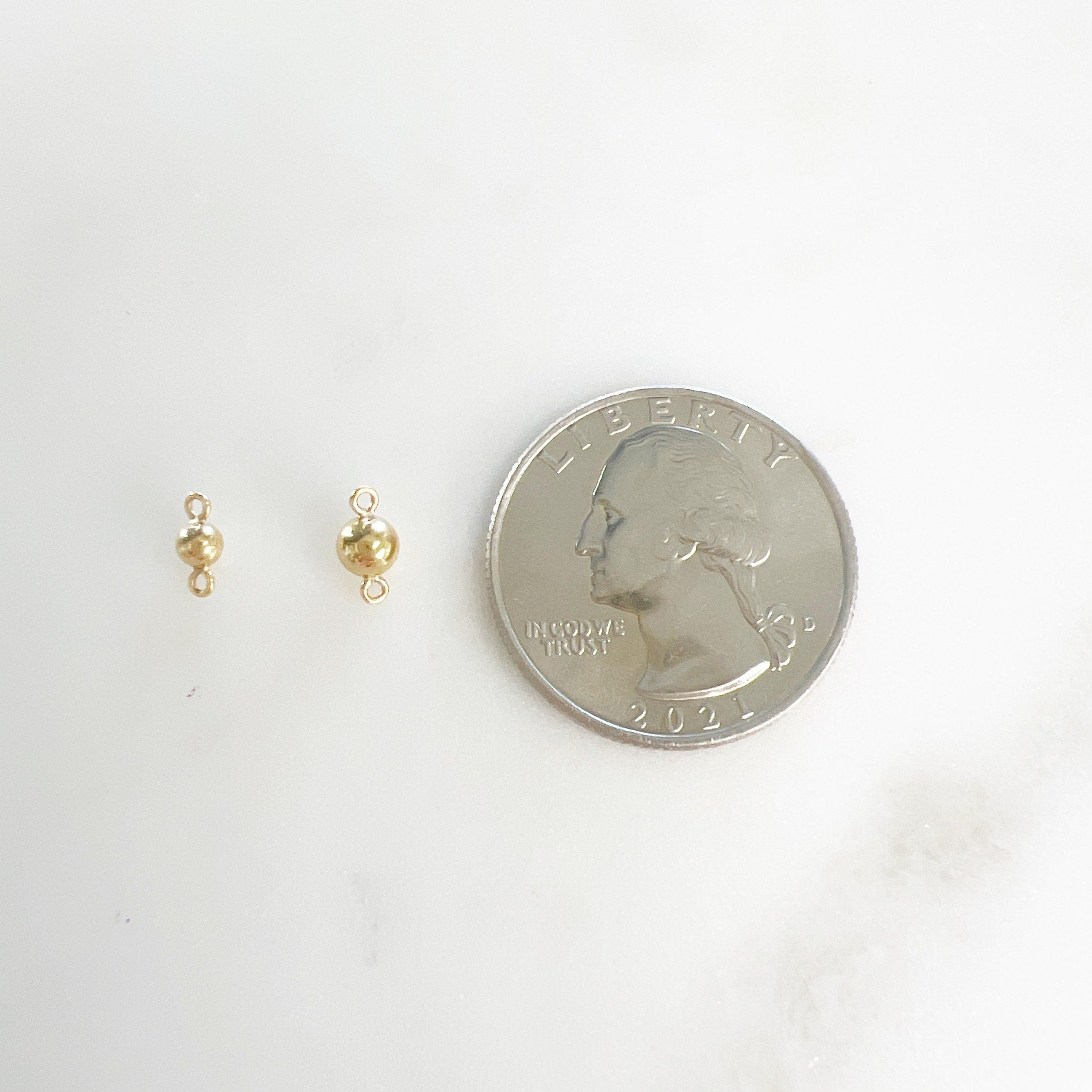 Gold Filled 3mm or 4mm Round Smooth 2 Loop Ball Connector Bead Link