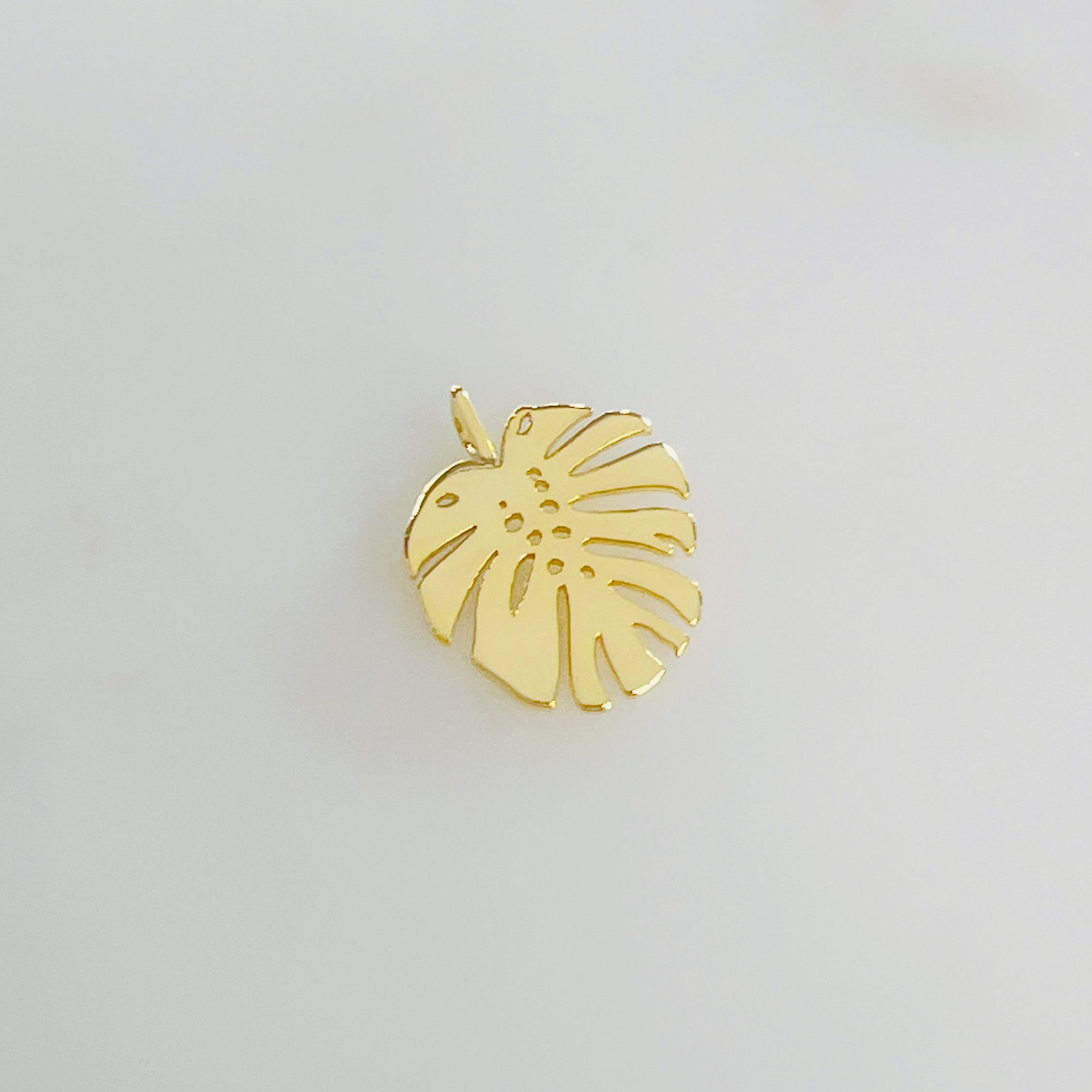 Gold Plated or Brass Tropical Monstera Leaf Plant Charm Sliding Leaf 20mm X