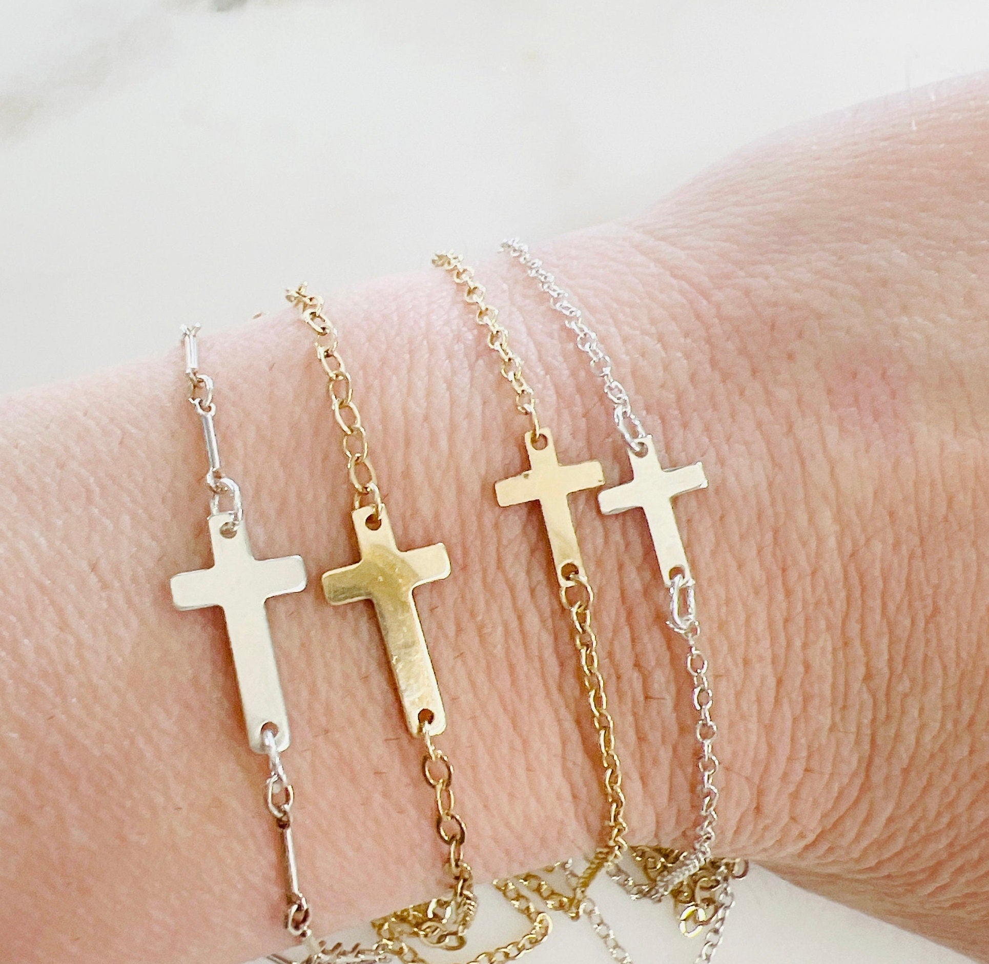 Sterling Silver or 14K Gold Filled Minimal Modern 2 Hole Sideways Horizontal