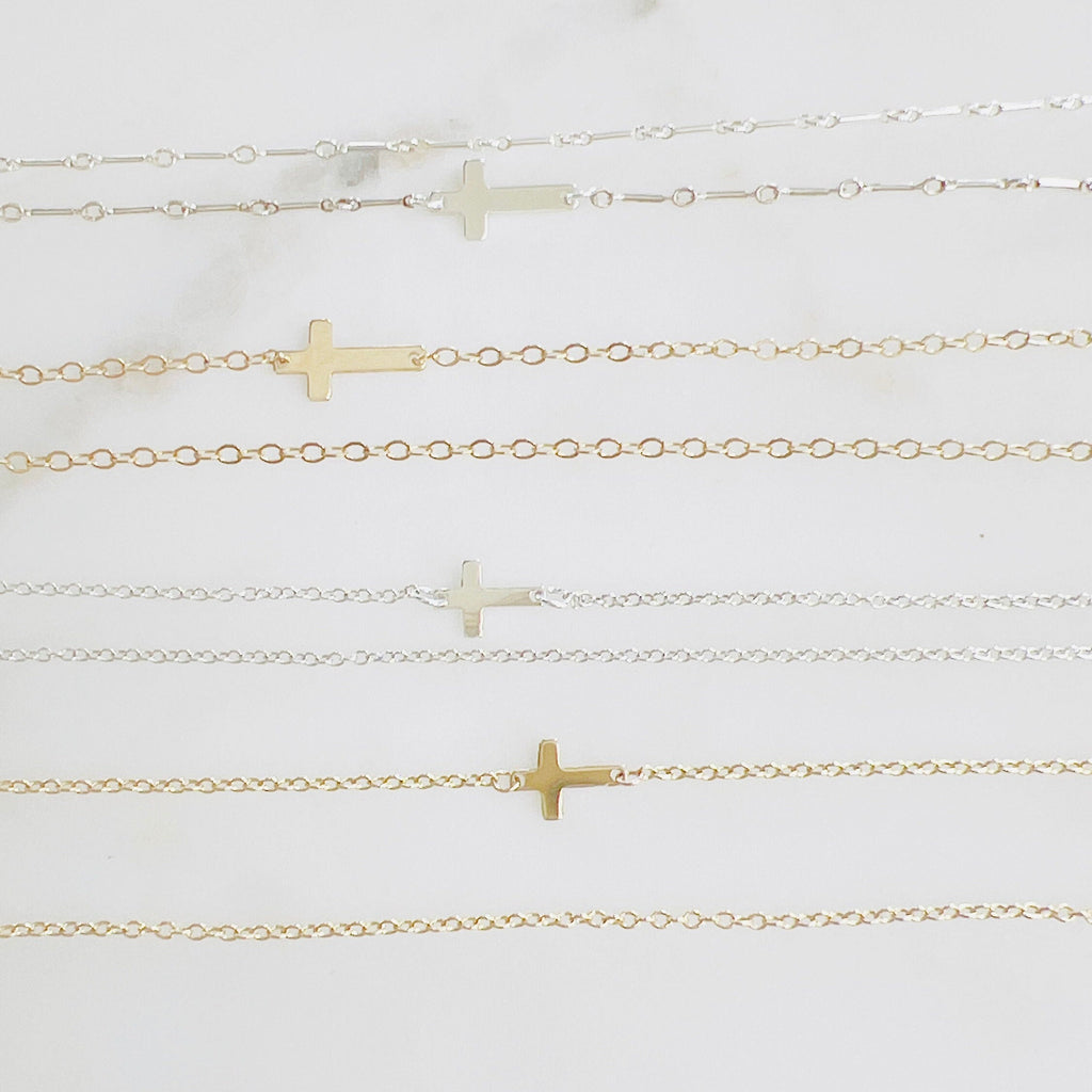 Sterling Silver or 14K Gold Filled Minimal Modern 2 Hole Sideways Horizontal