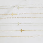 Sterling Silver or 14K Gold Filled Minimal Modern 2 Hole Sideways Horizontal