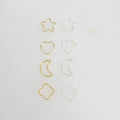 Sterling Silver or 14K Gold Filled Smooth Star Heart Moon Clover (2pc)