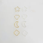 Sterling Silver or 14K Gold Filled Smooth Star Heart Moon Clover (2pc)