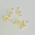 Gold Plated Dainty Daisy Flower 2 Loop Connector Double Sided (5pc)