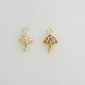 Gold Plated Teeny Tiny Clear or Muti Cubic Zirconia Mushroom Charm