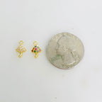 Gold Plated Teeny Tiny Clear or Muti Cubic Zirconia Mushroom Charm