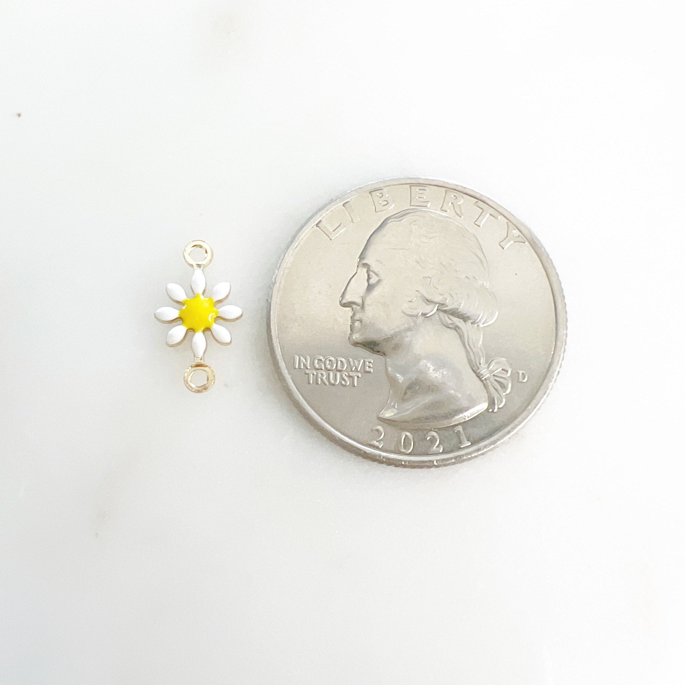 Gold Plated Dainty Daisy Flower 2 Loop Connector Double Sided (5pc)