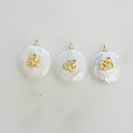 Gold Plated Freshwater Blue Cubic Zirconia Center Ohm Om Pearl