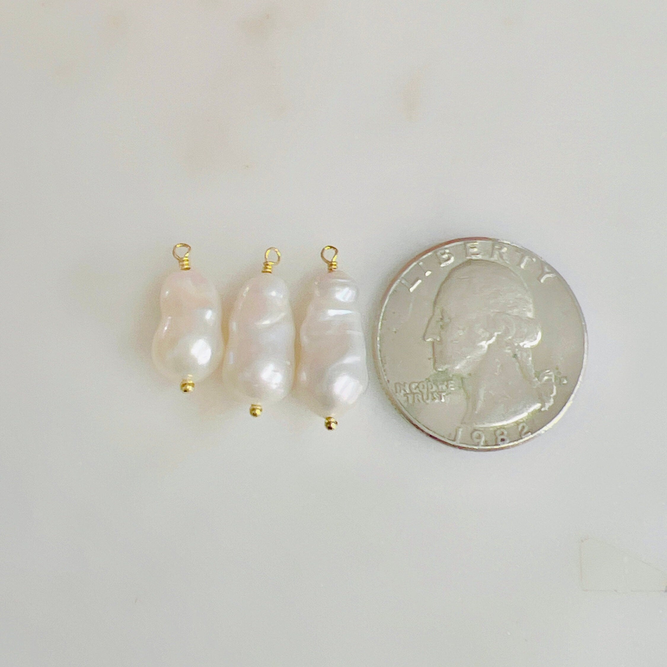 Gold Plated Wire Wrapped Freshwater Pearl Teardrop Potato Shape