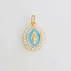 Gold Plated Mini Detailed Mother Mary Cubic Zirconia Pavé Religious