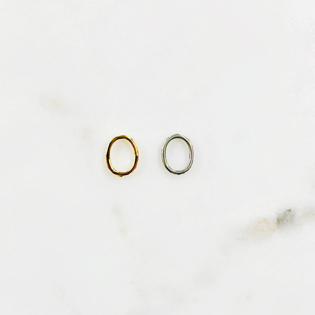 10mmx7mm Sterling Silver or Vermeil Small Circle Detail Open Oval Connector