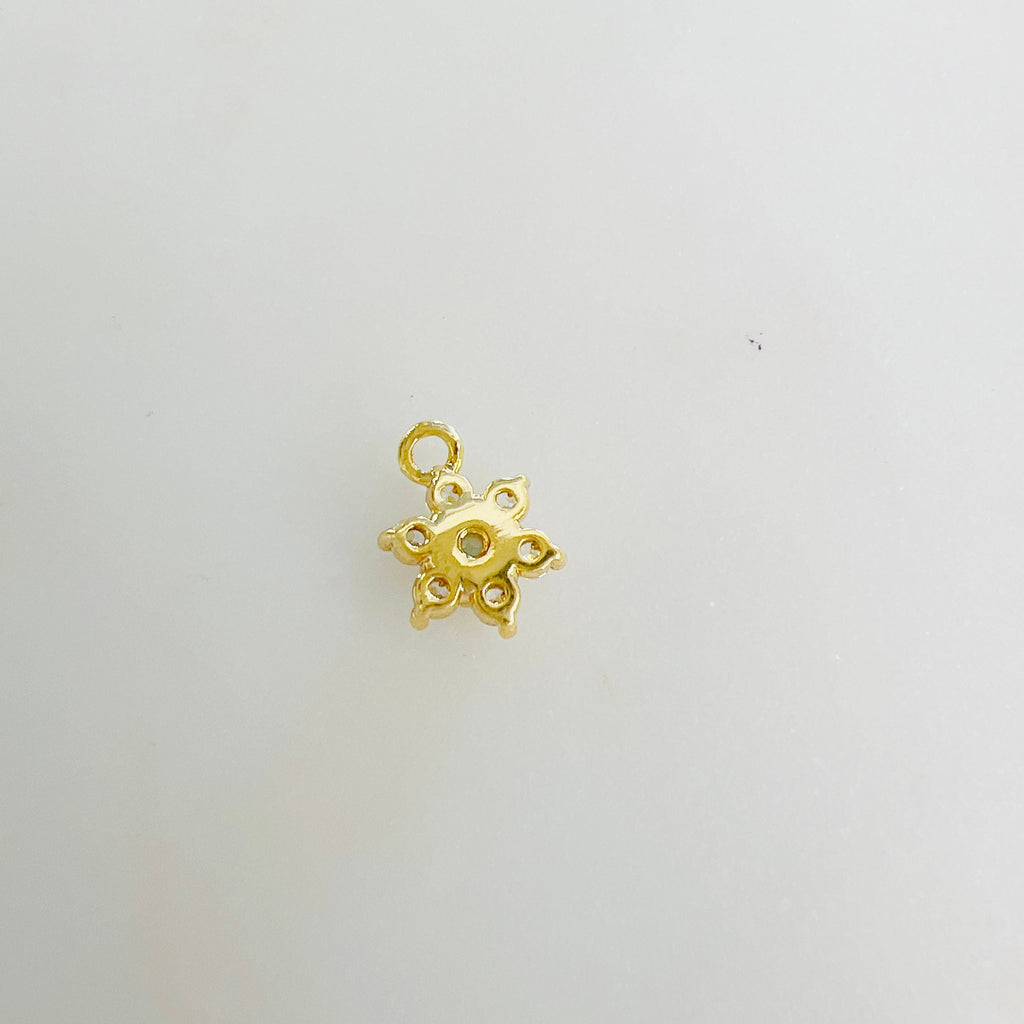 Gold Plated or Rhodium Plated Dainty Mini Flower Opal Cubic Zirconia Pave CZ