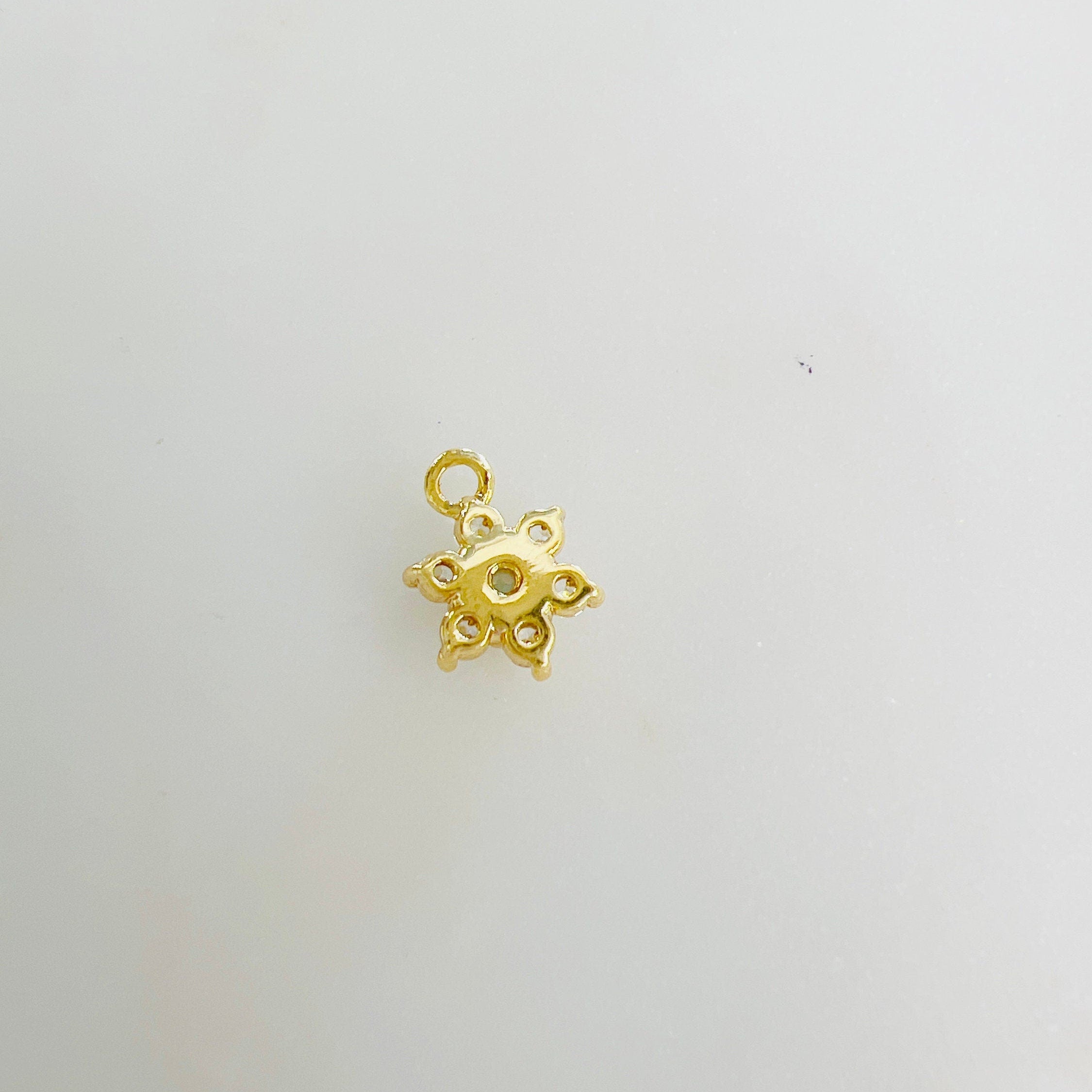 Gold Plated or Rhodium Plated Dainty Mini Flower Opal Cubic Zirconia Pave CZ