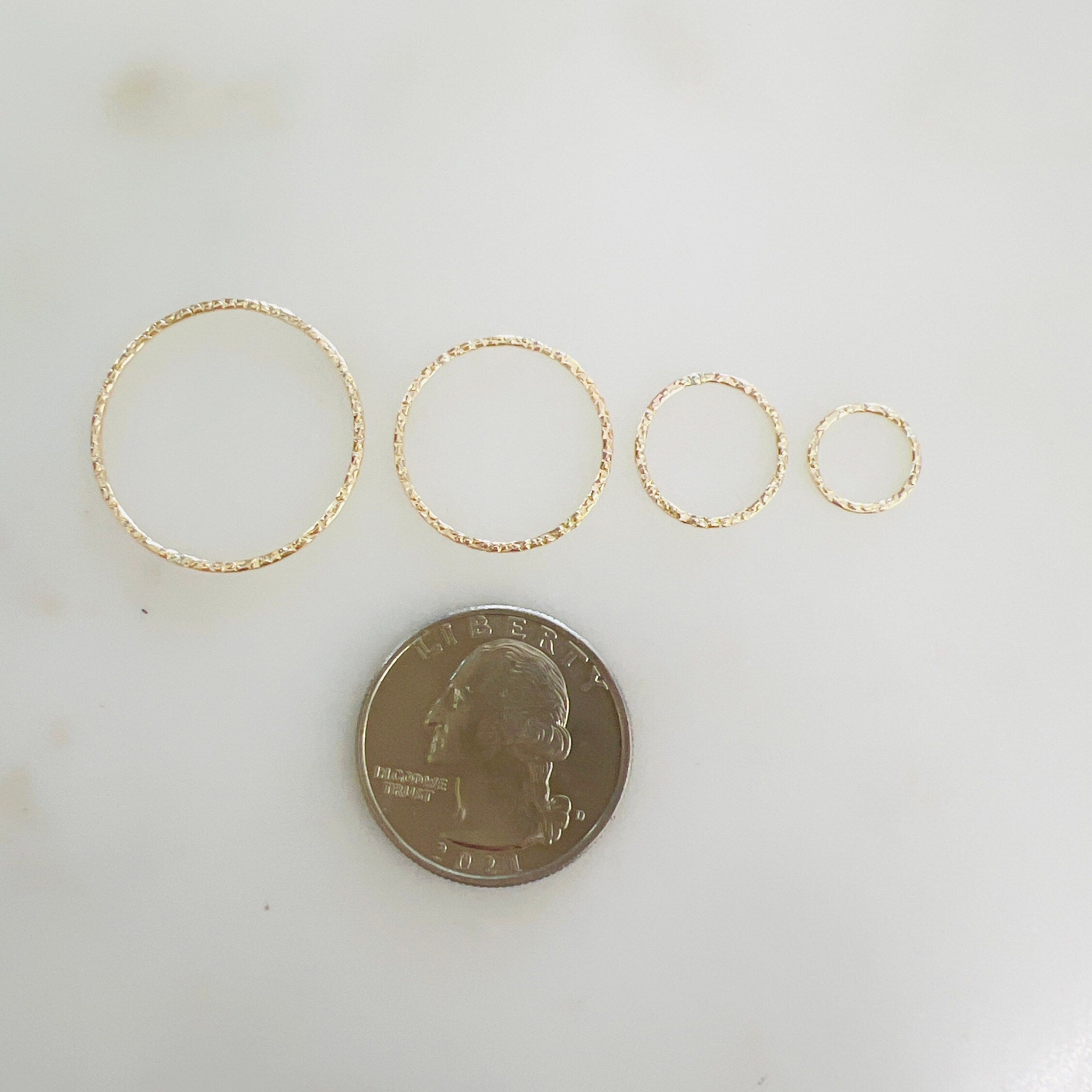 Sterling Silver or Gold Filled Hammered Textured or Ring Circle 10mm (2pc)