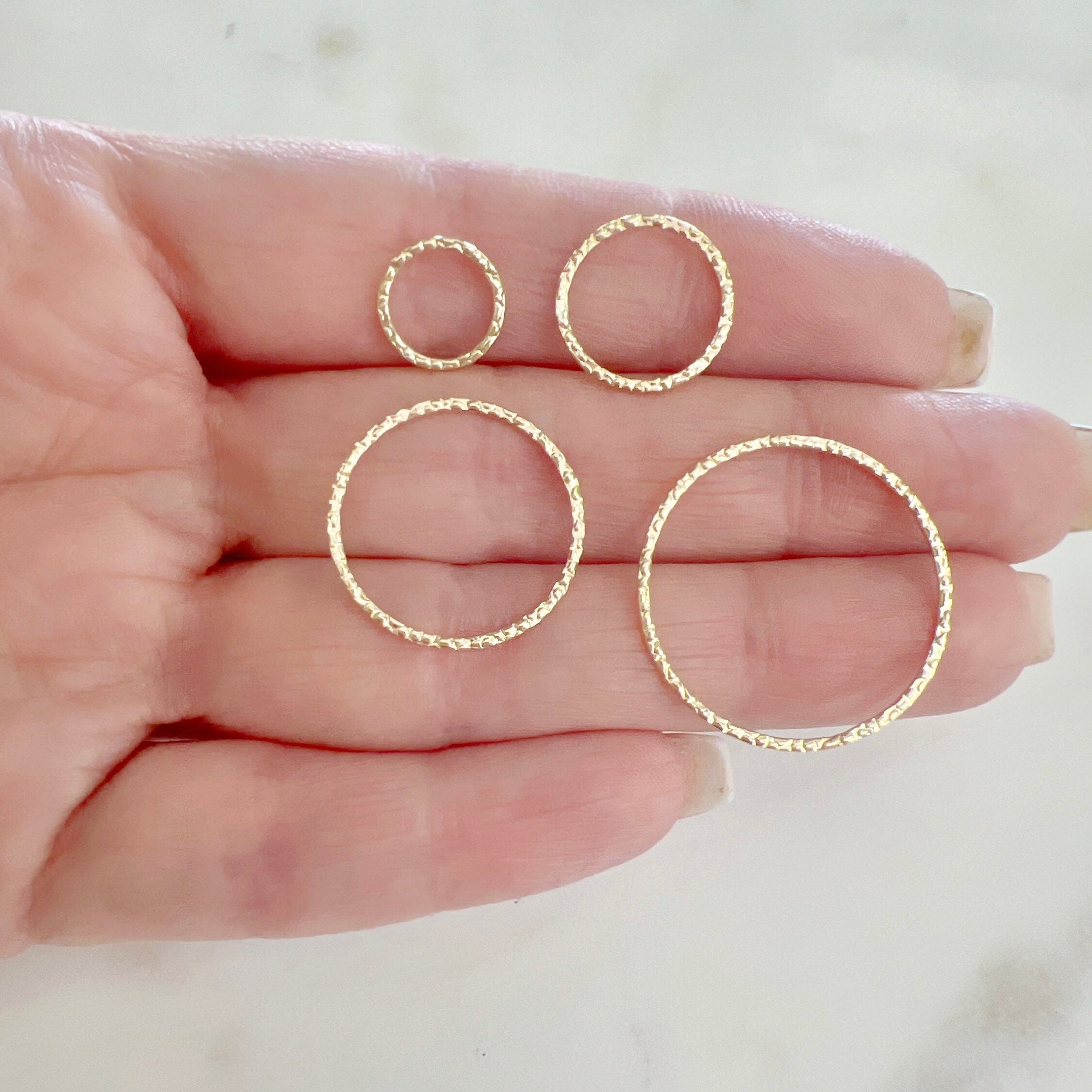Sterling Silver or Gold Filled Hammered Textured or Ring Circle 10mm (2pc)