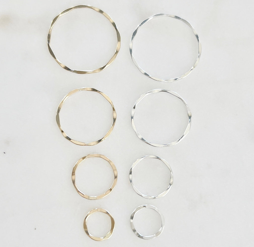 Sterling Silver or Gold Filled Delicate Hammered Textured or Ring Circle Disc