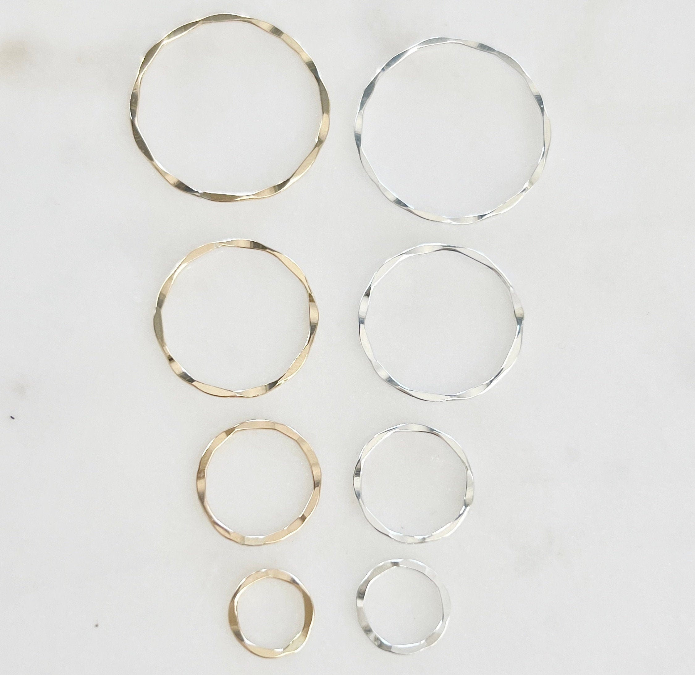 Sterling Silver or Gold Filled Delicate Hammered Textured or Ring Circle Disc