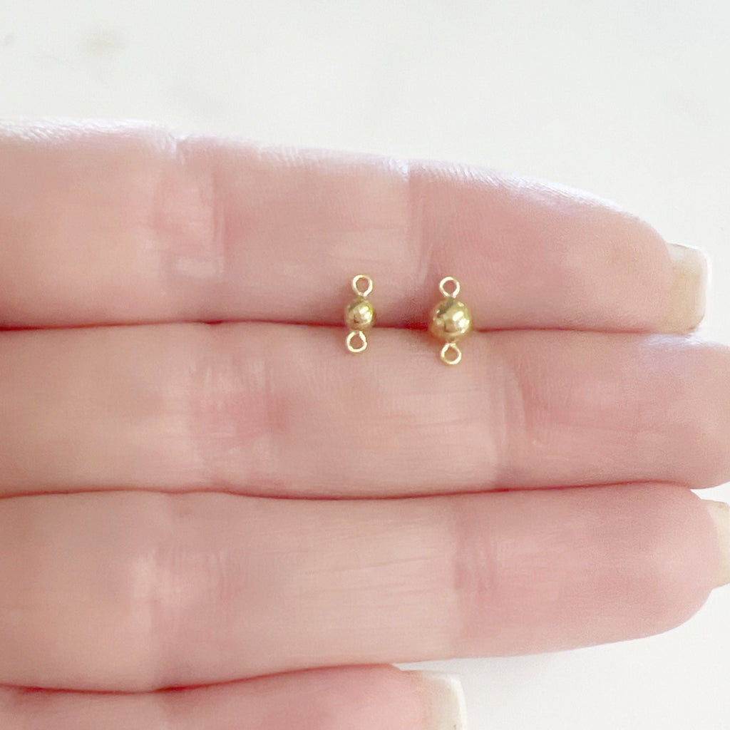 Gold Filled 3mm or 4mm Round Smooth 2 Loop Ball Connector Bead Link