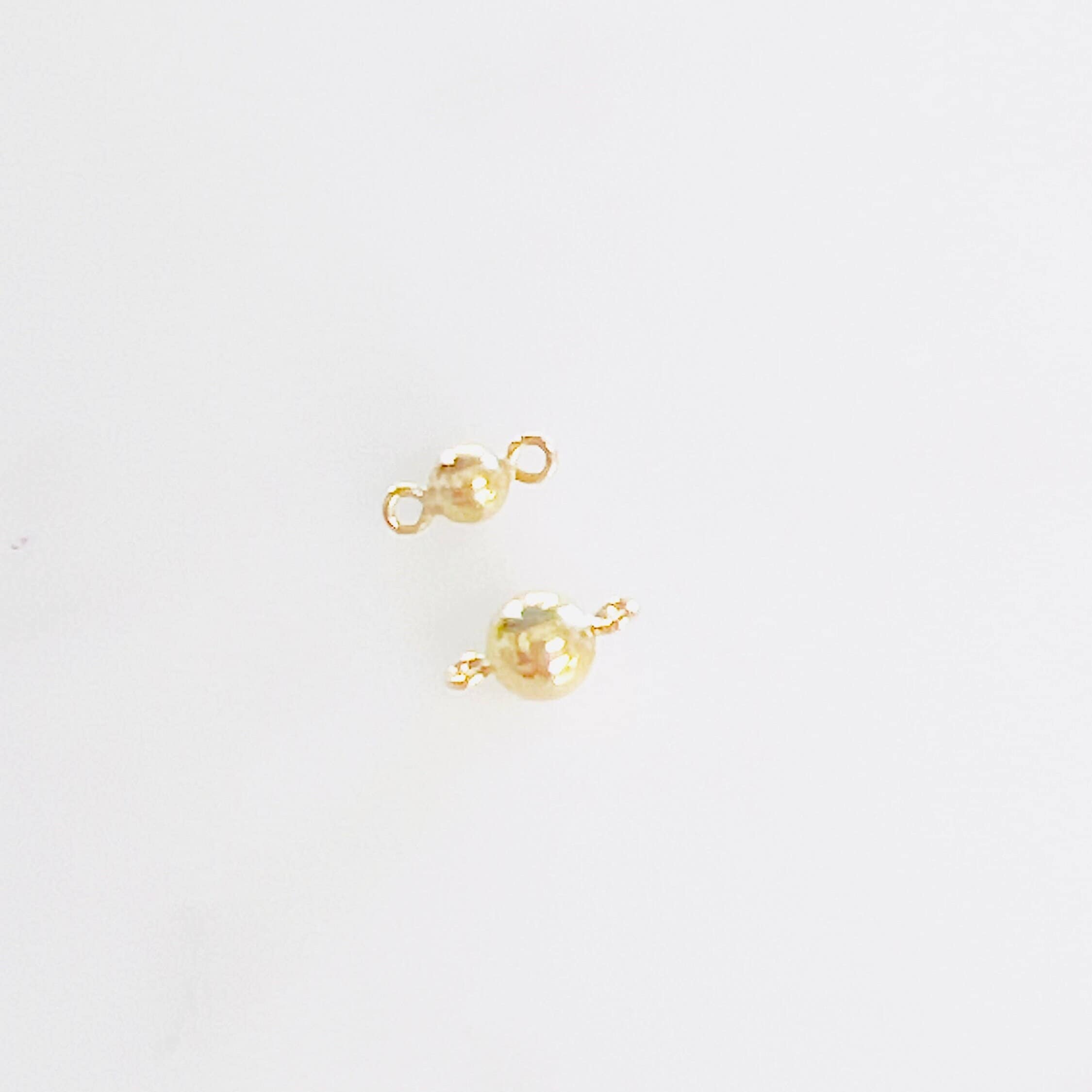 Gold Filled 3mm or 4mm Round Smooth 2 Loop Ball Connector Bead Link