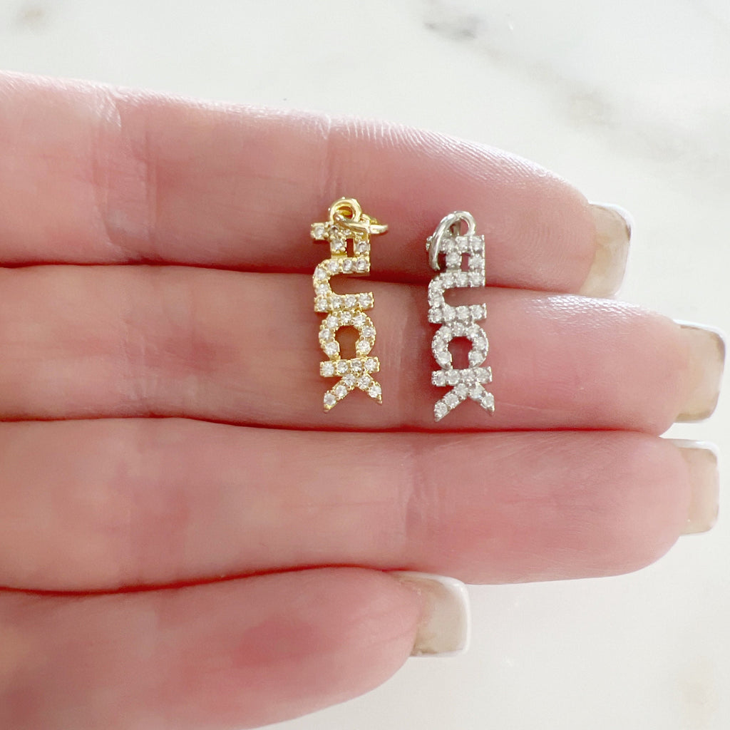 Gold Plated or Base Metal or Cubic Zirconia FUCK F*** Charm Letter Charm CZ
