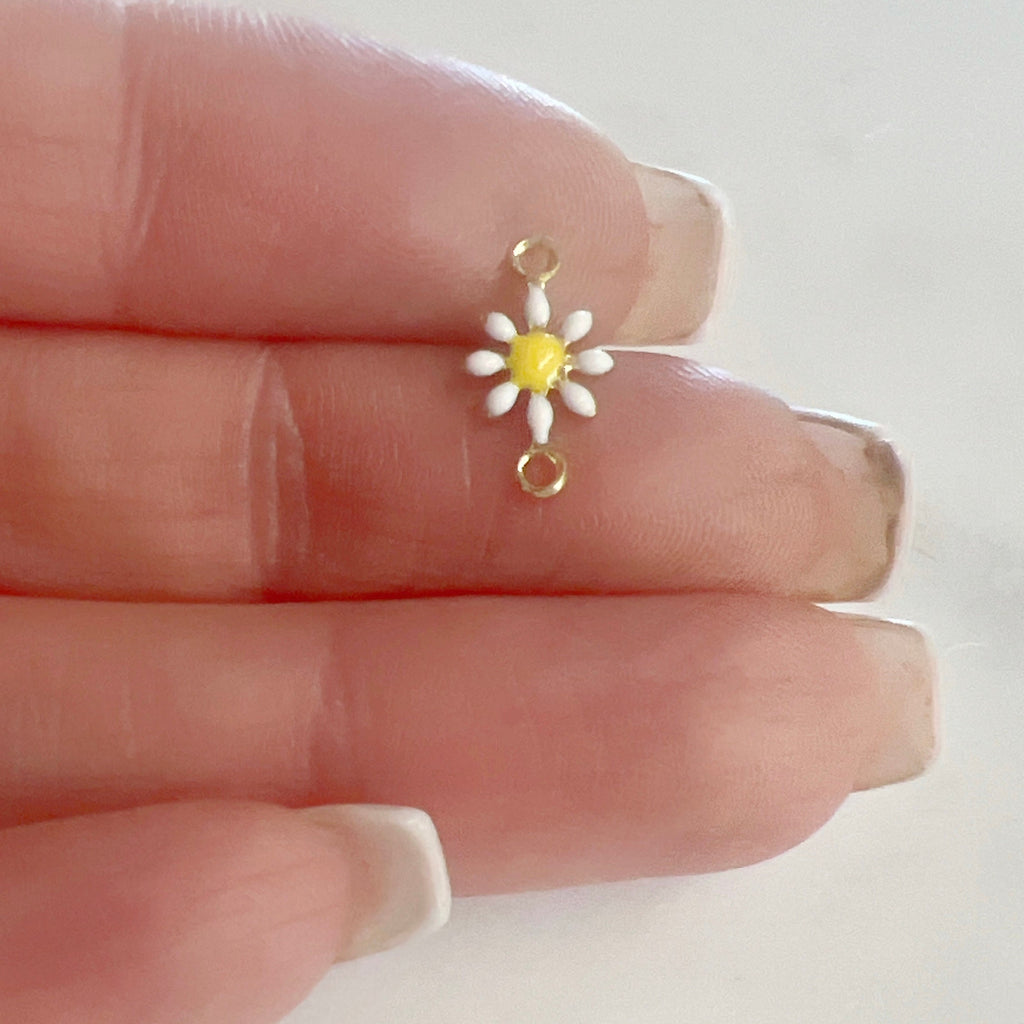 Gold Plated Dainty Daisy Flower 2 Loop Connector Double Sided (5pc)