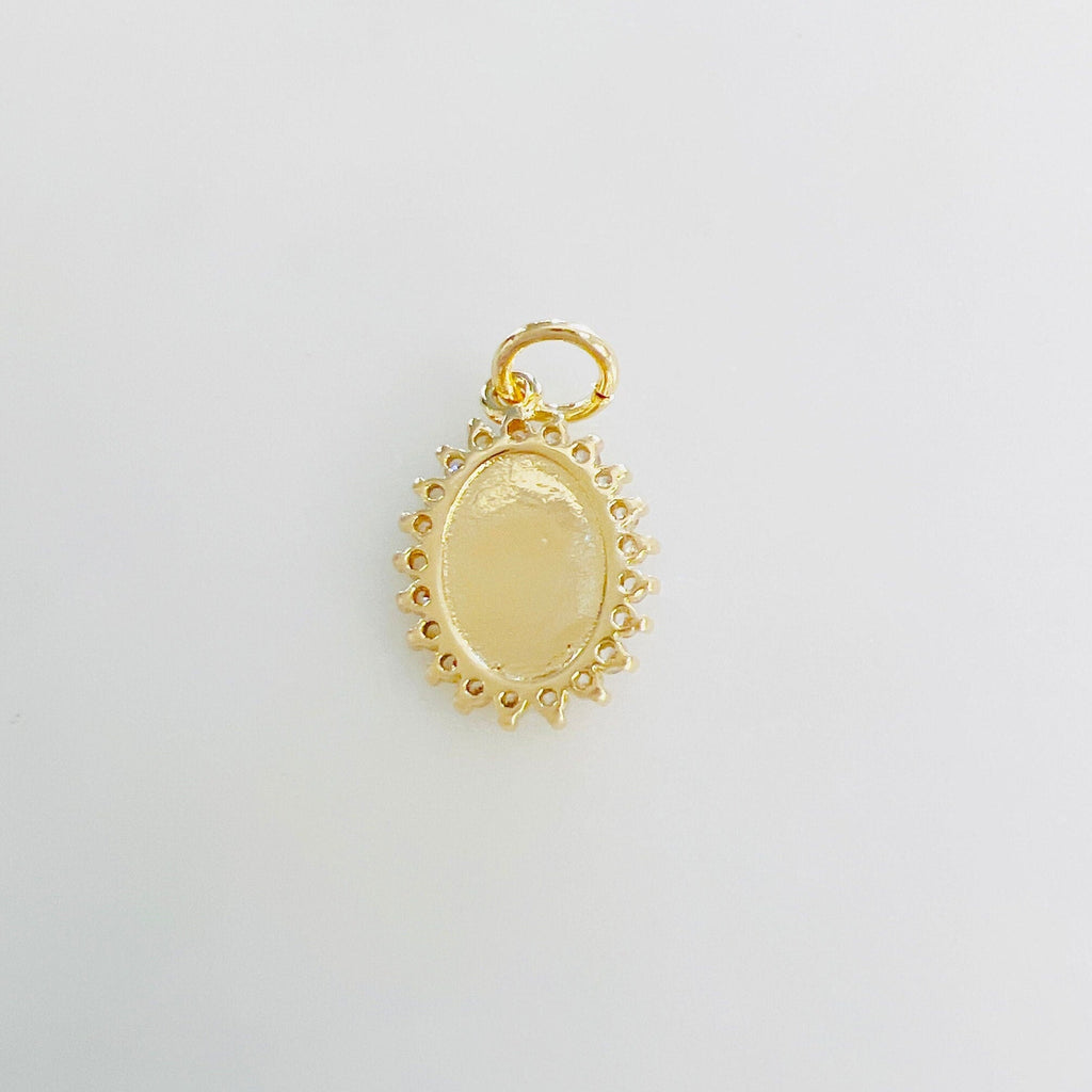 Gold Plated Mini Detailed Mother Mary Cubic Zirconia Pavé Religious