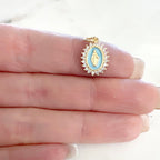 Gold Plated Mini Detailed Mother Mary Cubic Zirconia Pavé Religious