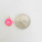 Gold Plated Donut Doughnut Charm Pink Enamel Donut Frosted Glazed
