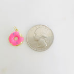 Gold Plated Donut Doughnut Charm Pink Enamel Donut Frosted Glazed – Gold