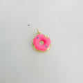 Gold Plated Donut Doughnut Charm Pink Enamel Donut Frosted Glazed