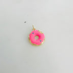 Gold Plated Donut Doughnut Charm Pink Enamel Donut Frosted Glazed – Gold