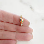 Gold Plated Cubic Zirconia Hot Air Balloon Charm Colorful Enamel
