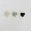 Gold Plated Dainty Mini Heart Gemstone Charm Choose Your Stone
