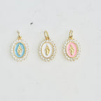 Gold Plated Mini Detailed Mother Mary Cubic Zirconia Pavé Religious