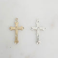 Sterling Silver or 14K Gold Filled Detailed Cross Charm Pendant Religious