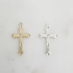 Sterling Silver or 14K Gold Filled Detailed Cross Charm Pendant Religious