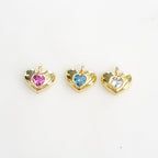 Gold Plated Cubic Zirconia Thick Heart Charm Pendant Valentine"s