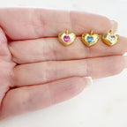 Gold Plated Cubic Zirconia Thick Heart Charm Pendant Valentine"s