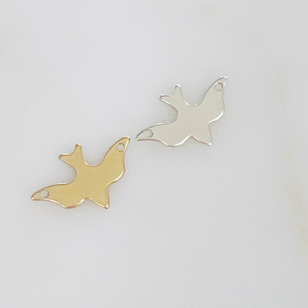 16mmx10mm Sterling Silver or 14K Gold Filled Bird Sparrow Connector Charm 2
