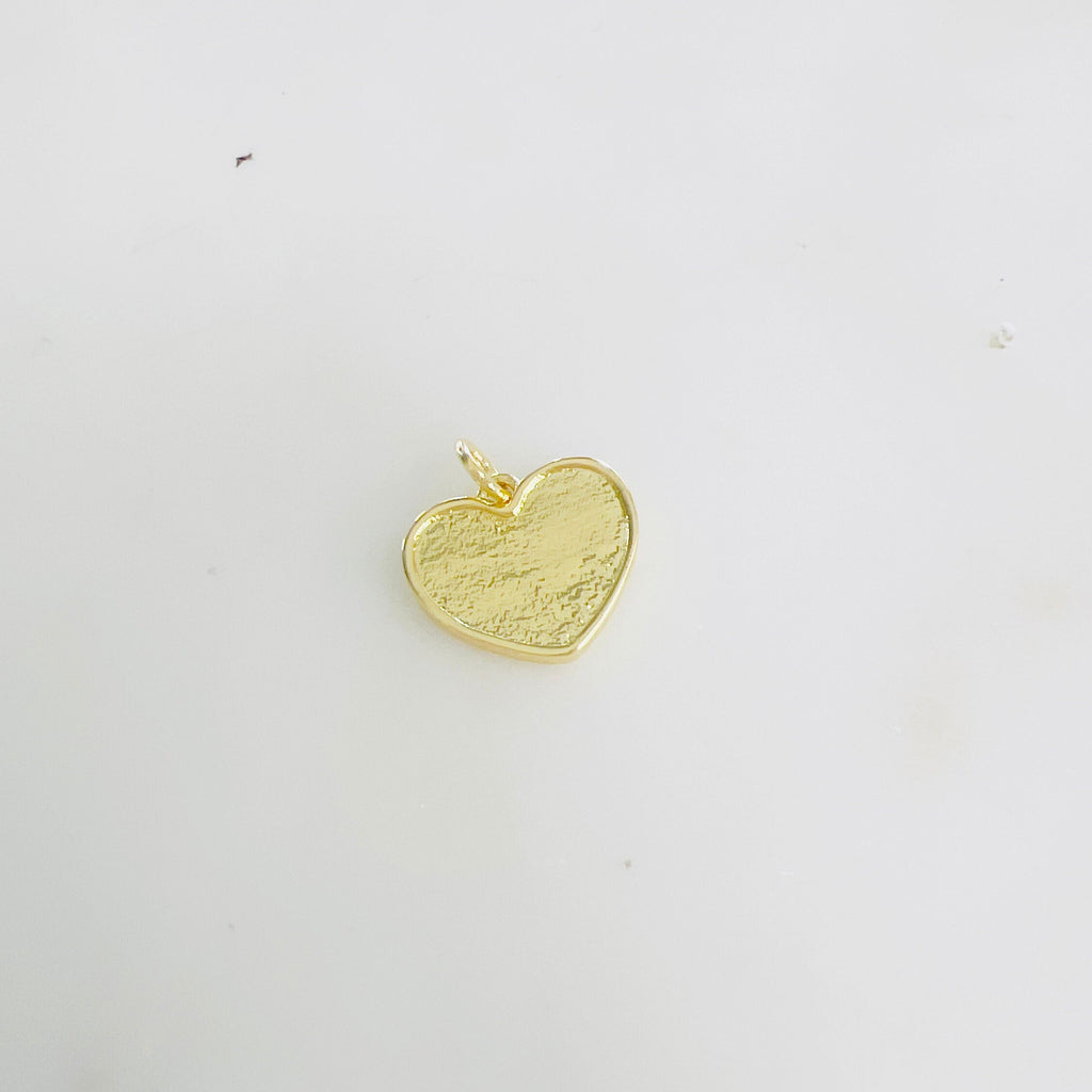 Gold Plated White Enamel Heart Charm with Red Heart in Center Heart
