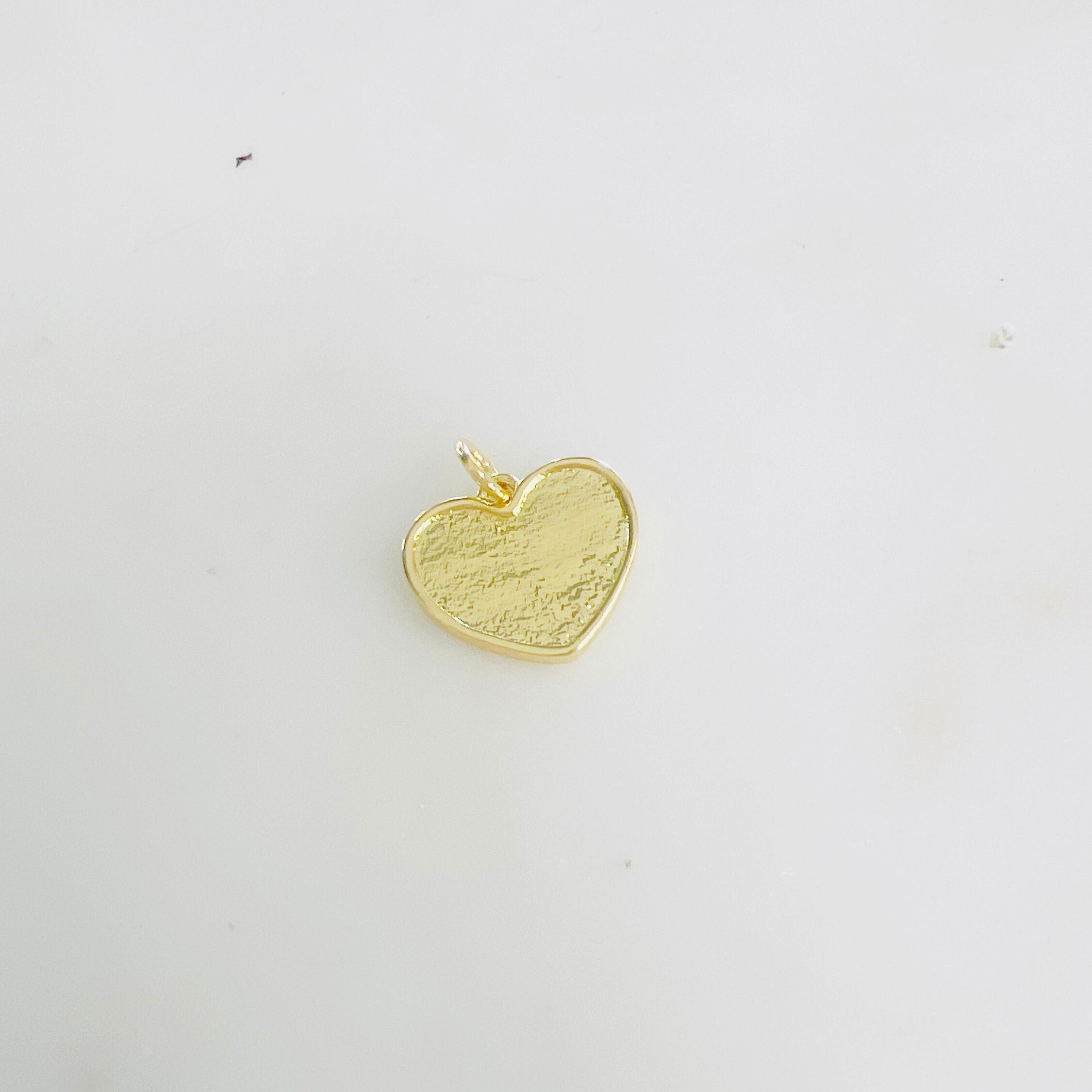 Gold Plated White Enamel Heart Charm with Red Heart in Center Heart